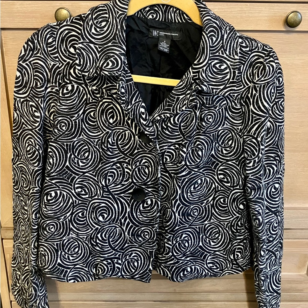 INC International Concepts Black and White Swirl Blazer